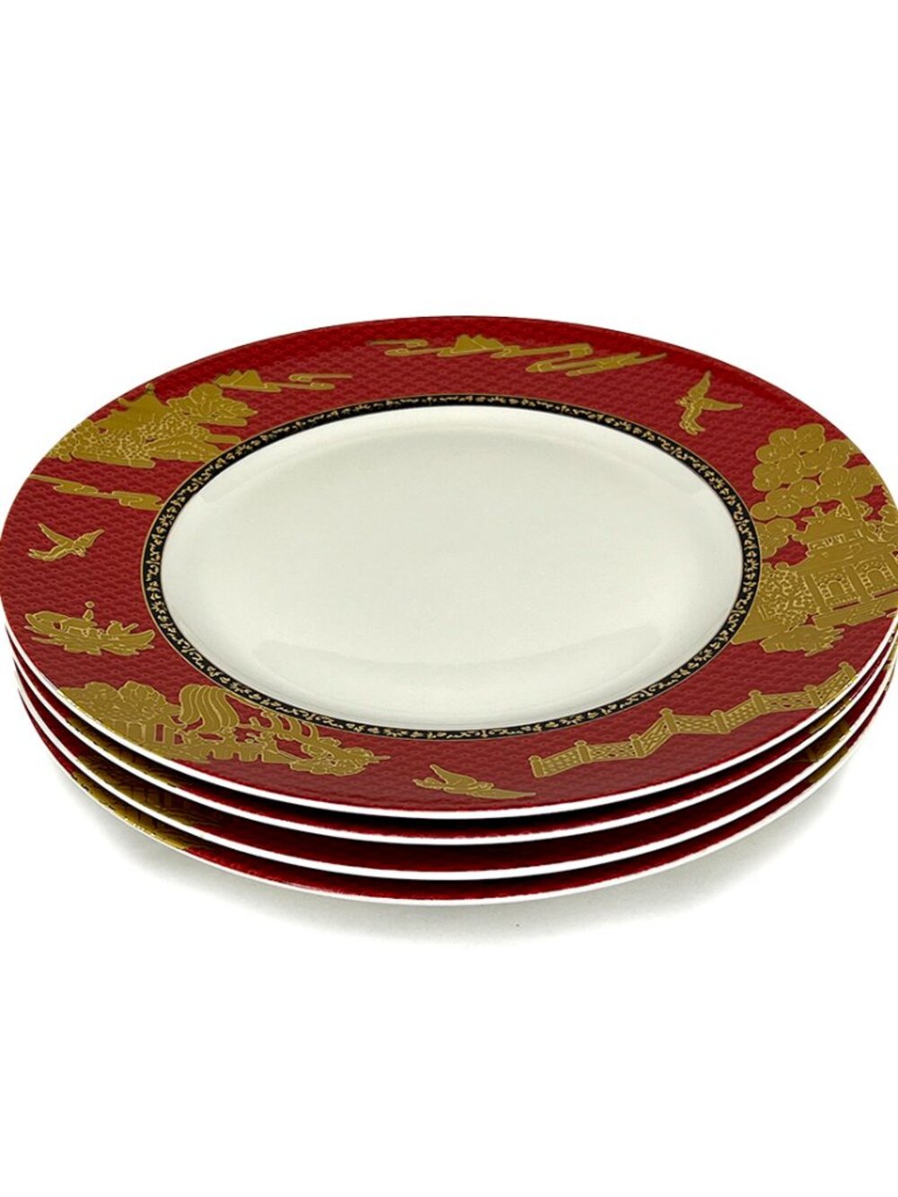 Forbidden City Red & Gold Porcelain Dinner Plates from 222 Fifth - 4